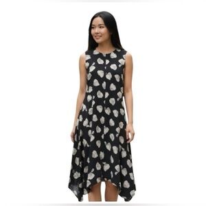 Theory Nophella B Harper Print A-Line Asymmetric Midi Floral Dress